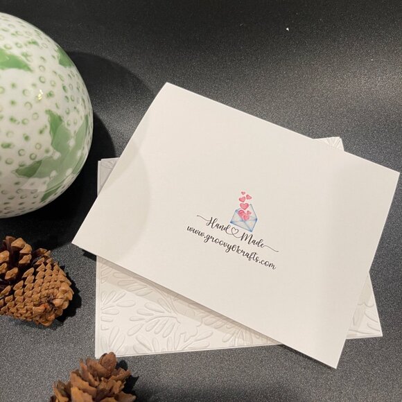 Branches Embossed Holiday Cards, White Holiday Cards Set, Handmade Elegant Greet - Picture 5 of 5